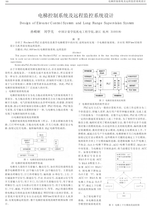 电梯控制系统及远程监控系统设计