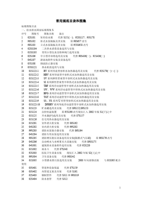 机电专业常用规范目录和图集