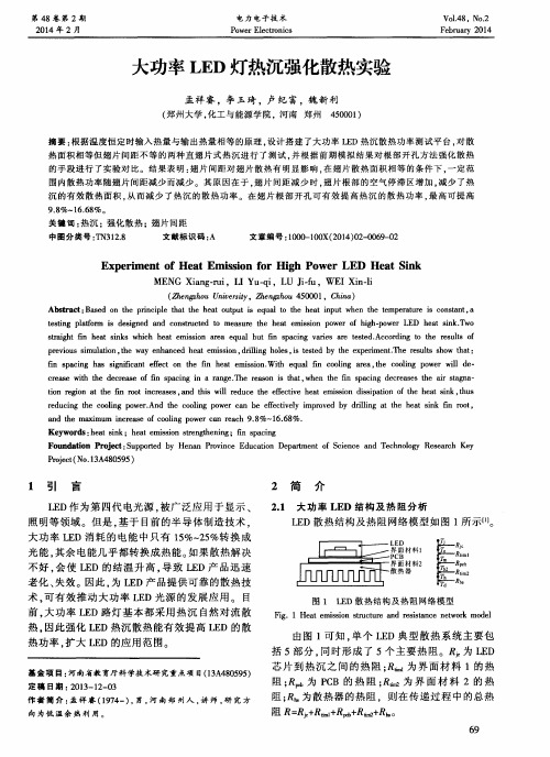大功率LED灯热沉强化散热实验
