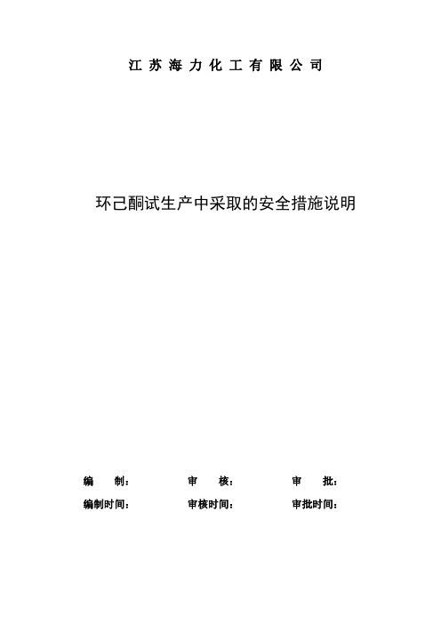 (安全生产)2020年环己酮采取的安全措施说明