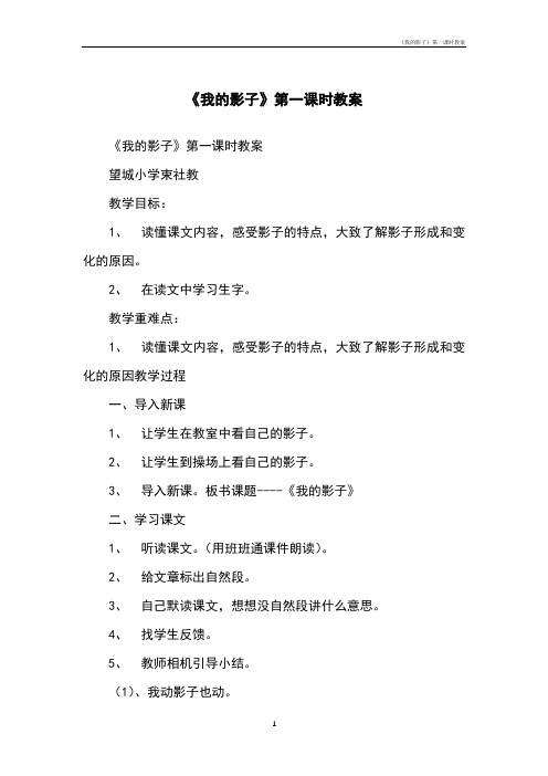 《我的影子》第一课时教案