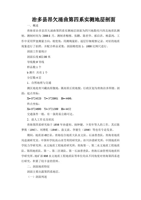 第四系实测地层剖面总结