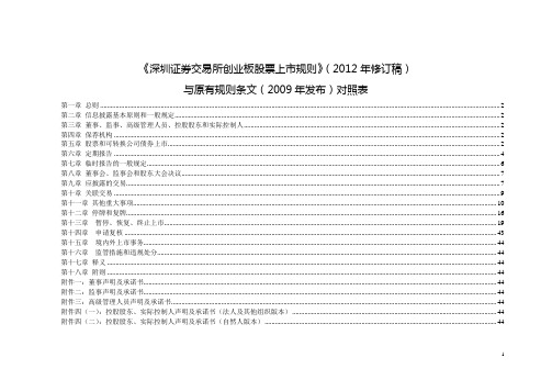 创业板股票最新上市规则新旧条文对照表