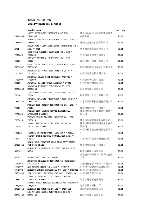 供应商中英文
