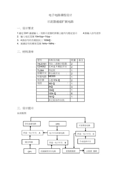 南邮-课程设计-示波器通道扩展电路