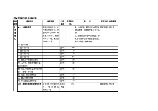 【交通运输】交通部门带符号的为涉及企业的收费