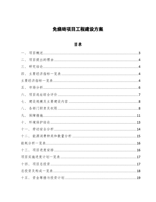 免烧砖项目工程建设方案