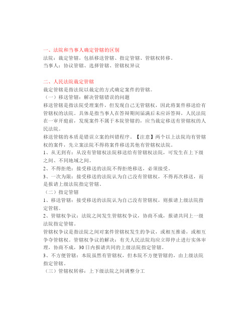 【司考】考点之裁定管辖和管辖权异议(星考点)