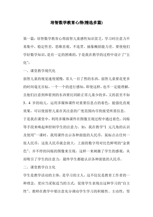 培智数学教育心得(精选多篇)
