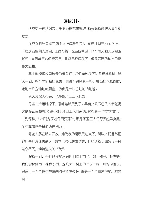 五年级作文：深秋时节作文600字