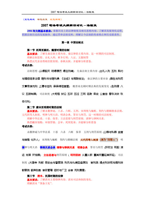 07司考大纲新旧对比-法制史(彩色完整版)