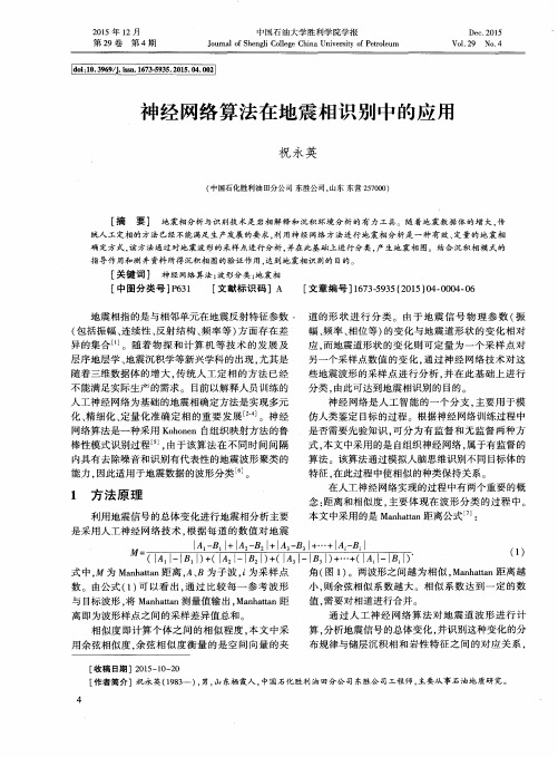 神经网络算法在地震相识别中的应用