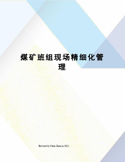 煤矿班组现场精细化管理