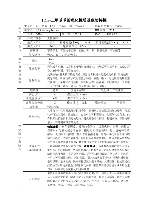 1,3,5-三甲基苯的理化性质及危险特性