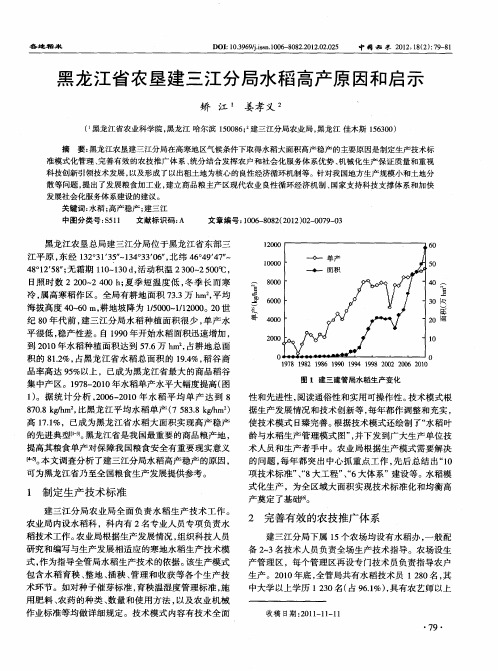黑龙江省农垦建三江分局水稻高产原因和启示