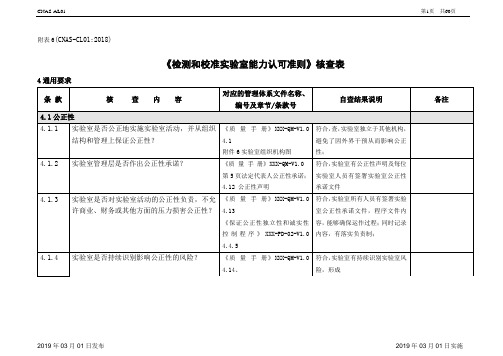 CNAS-认可准则核查表
