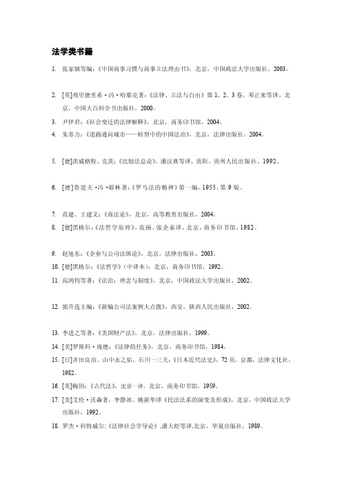 [说明]商法老师推荐——法学类书籍