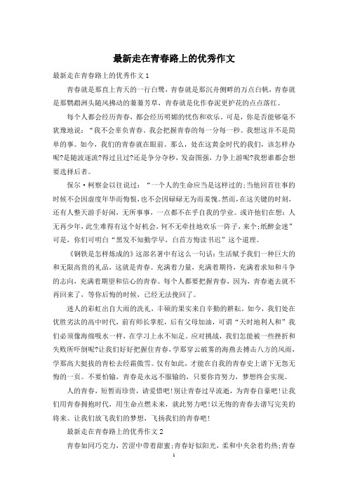最新走在青春路上的优秀作文