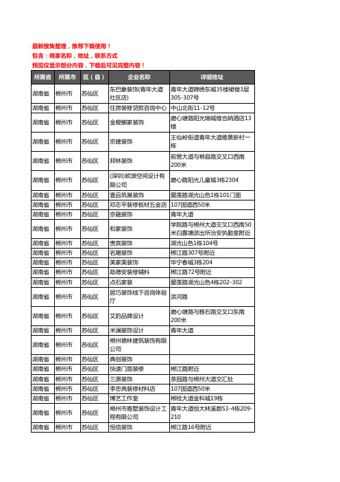 新版湖南省郴州市苏仙区装修公司企业公司商家户名录单联系方式地址大全42家