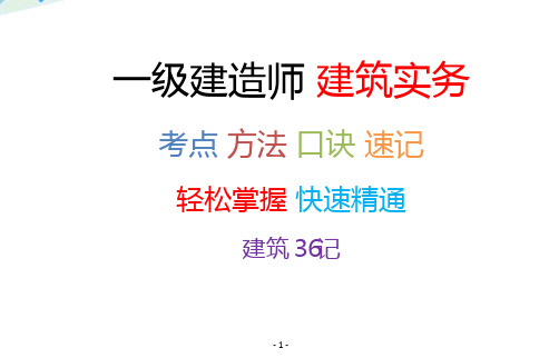 一建建筑实务 考点 方法  知识点 速记方法和口诀 最新版