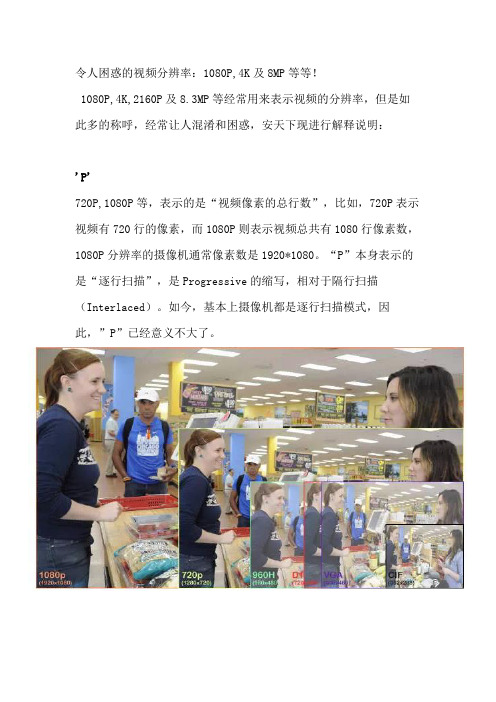 令人困惑的视频分辨率：1080P,4K及8MP等等!