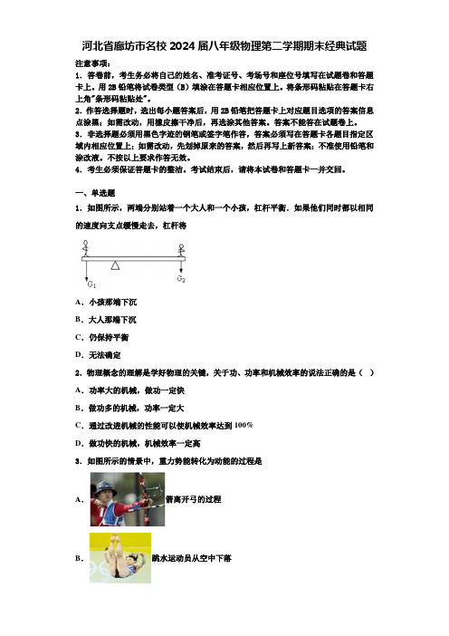 河北省廊坊市名校2024届八年级物理第二学期期末经典试题含解析