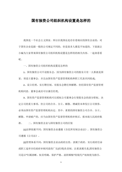 国有独资公司组织机构设置是怎样的