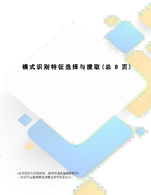 模式识别特征选择与提取