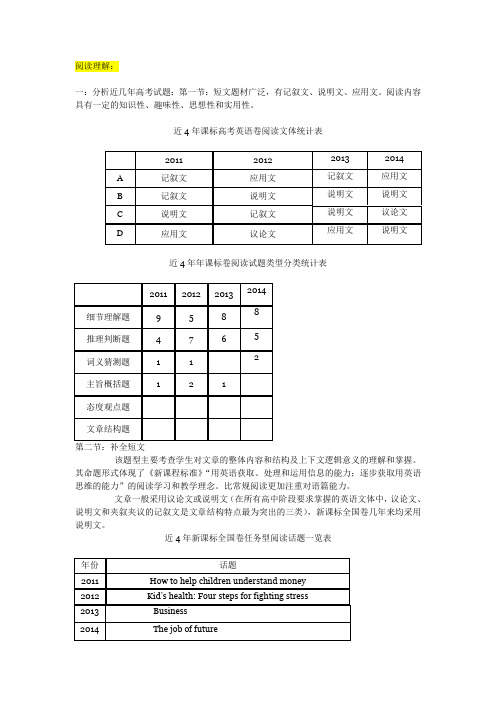 近4年课标高考英语卷
