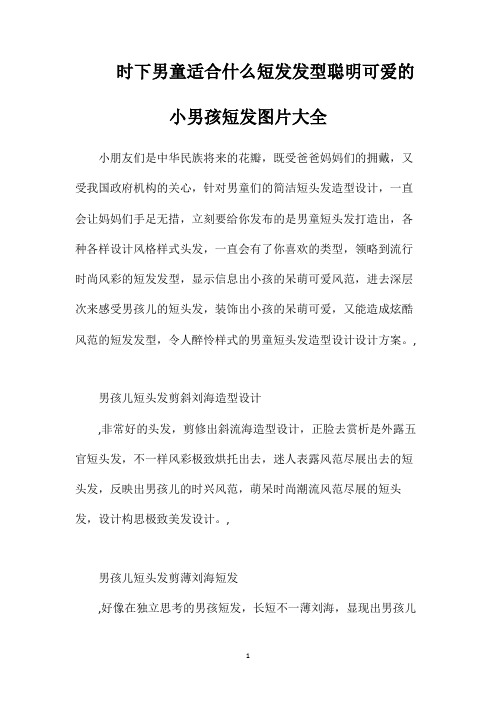 时下男童适合什么短发发型聪明可爱的小男孩短发图片大全