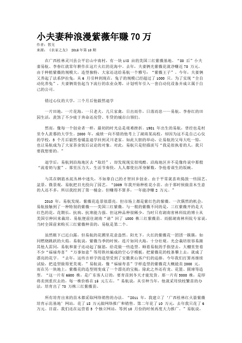 小夫妻种浪漫紫薇年赚70万