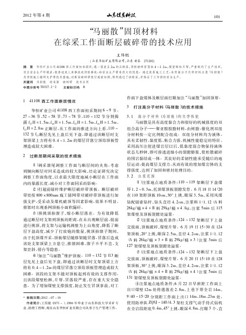 马丽散固顶材料在综采工作面断层破碎带的技术应用