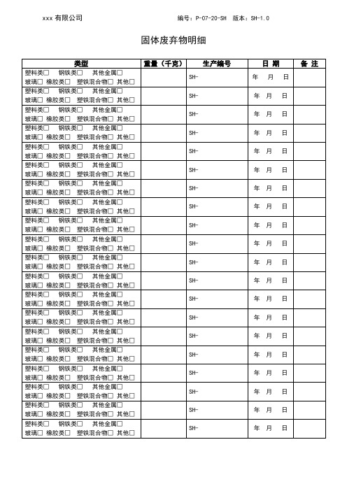 报废物料明细表。