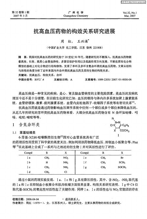 抗高血压药物的构效关系研究进展