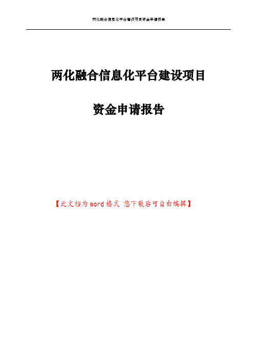 两化融合信息化平台建设项目资金申请报告