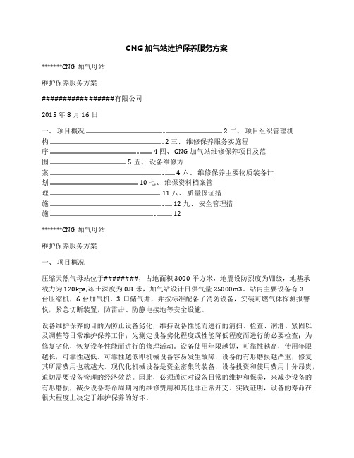 CNG加气站维护保养服务方案
