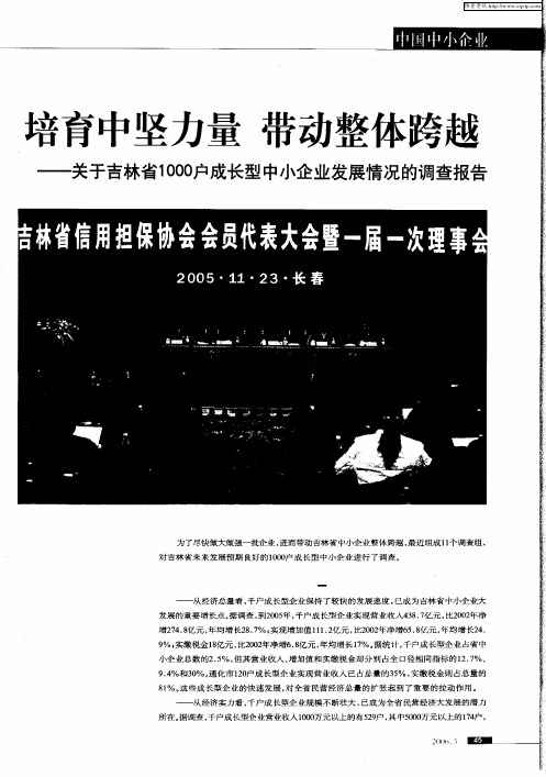培育中坚力量 带动整体跨越 ——关于吉林省1000户成长型中小企业发展情况的调查报告