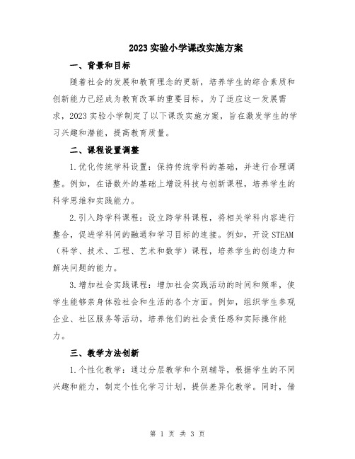2023实验小学课改实施方案