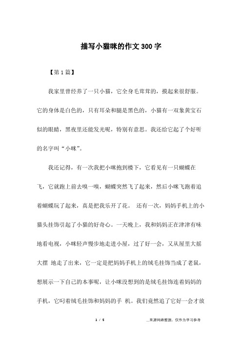 描写小猫咪的作文300字