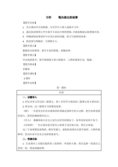 六年级语文上册教案- 习作 笔尖流出的故事 人教部编版