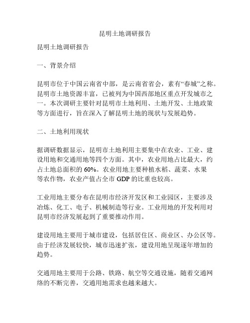 昆明土地调研报告