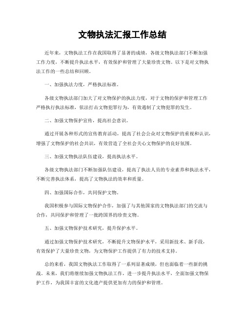 文物执法汇报工作总结