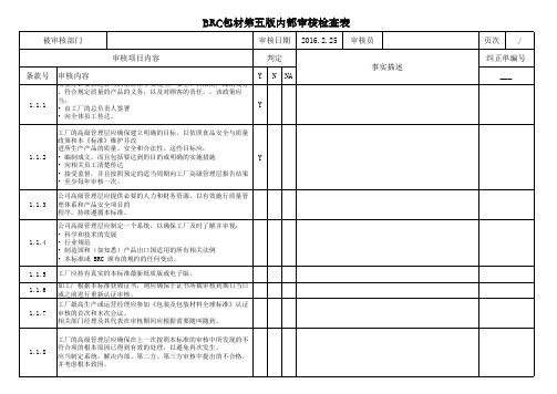 BRC IOP 第五版检查表