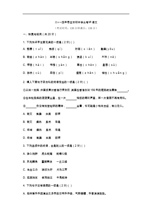 2011中考语文枣庄真题