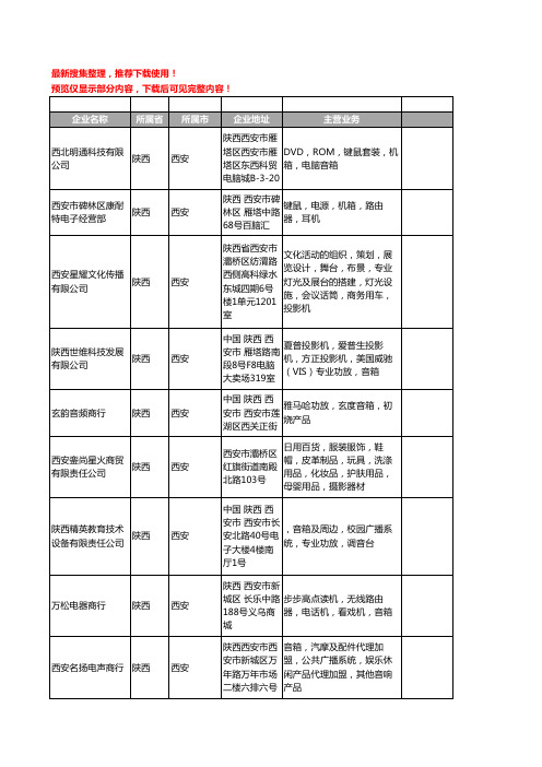 新版陕西省音箱工商企业公司商家名录名单联系方式大全82家