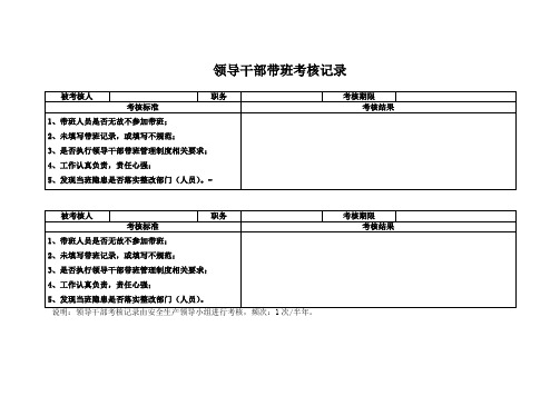 领导干部带班考核记录