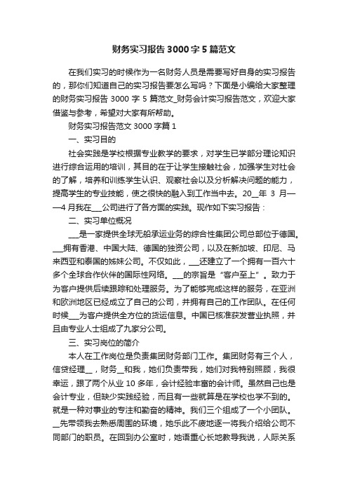 财务实习报告3000字5篇范文