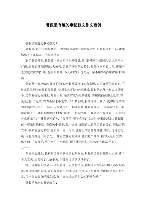 暑假里有趣的事记叙文作文范例