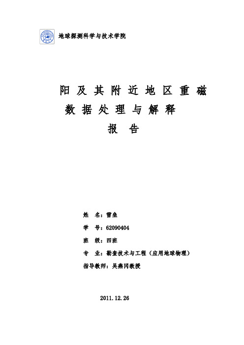 吉林大学重磁数据处理与解释报告