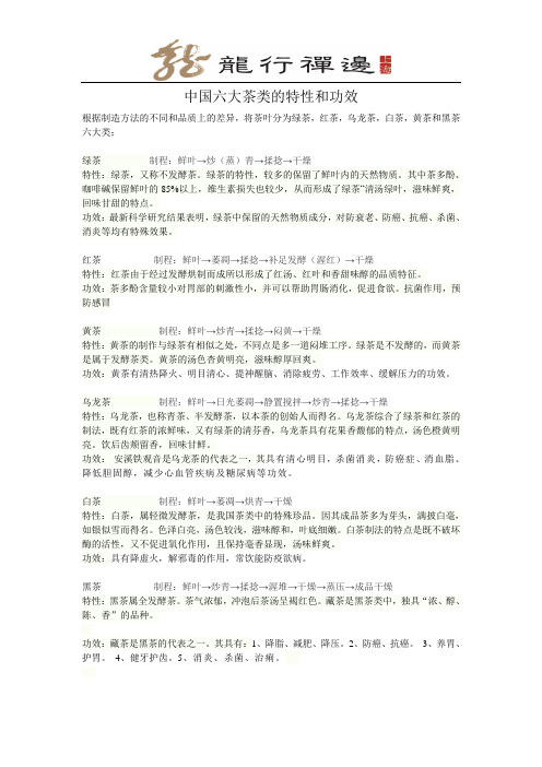 中国六大茶类与功效0411